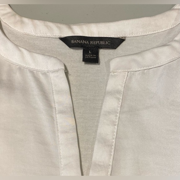 Banana Republic White Long-Sleeve Satin-Front Top, size L - Picture 4 of 8